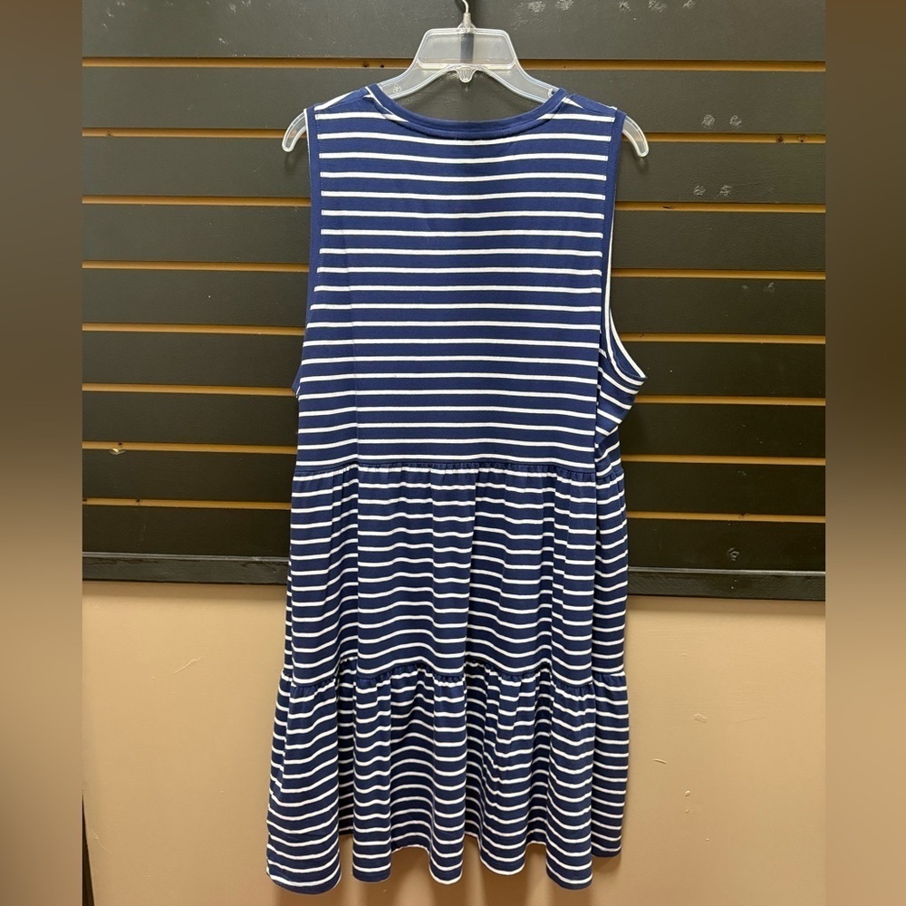 NWT J.Crew Blue & White Striped Sleeveless Midi Dress Size XL - Picture 3 of 3